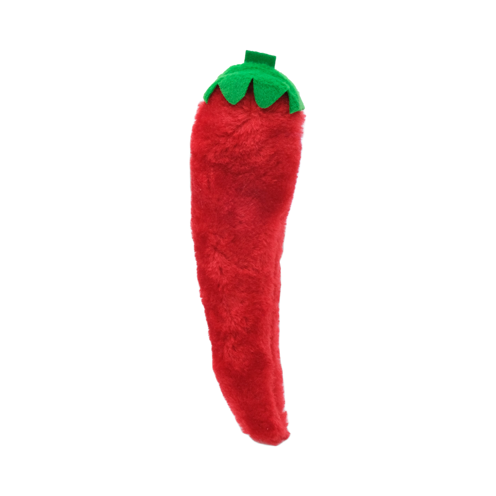 Piment rouge moelleux au visage souriant et tige verte