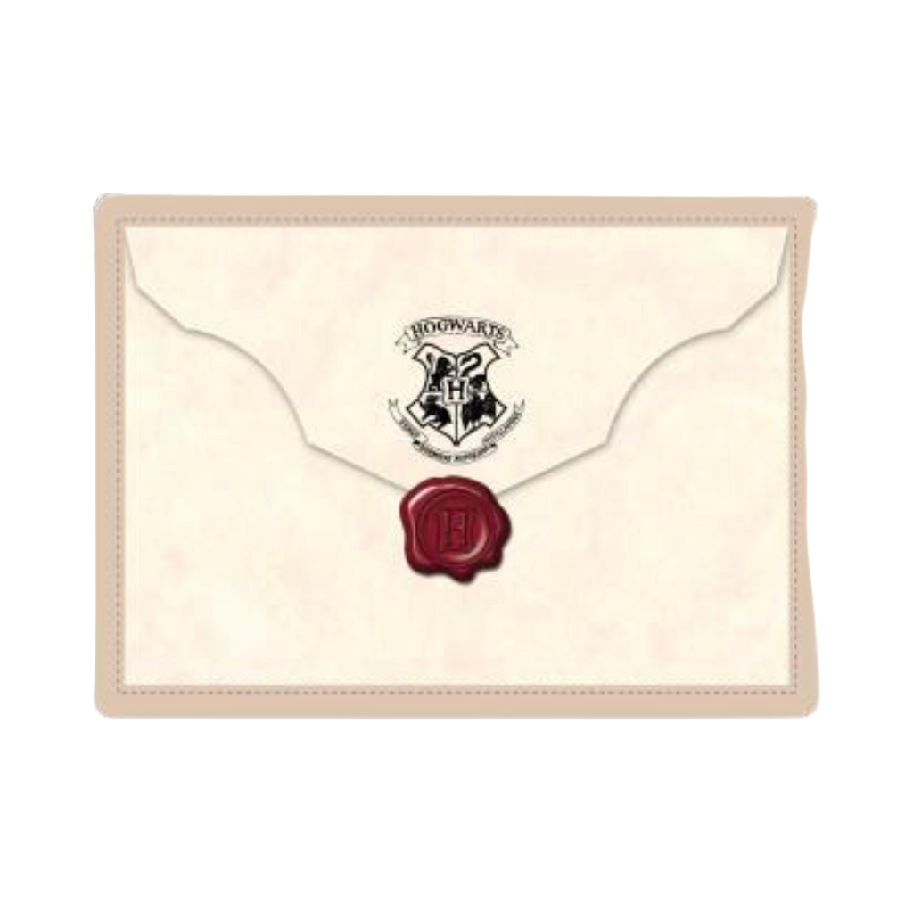 Dos de l'enveloppe avec le sceau de cire rouge de Poudlard