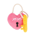 Cœur rose brodé XOXO avec clé jaune et anse en corde