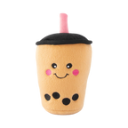 Gobelet de bubble tea souriant aux joues roses et perles noires