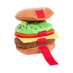 Burger vu de face avec rabats rouges sur les côtés