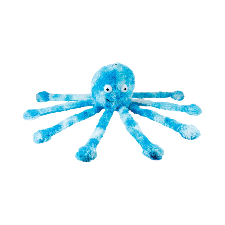 Pieuvre bleu turquoise tachetée aux huit tentacules étalées