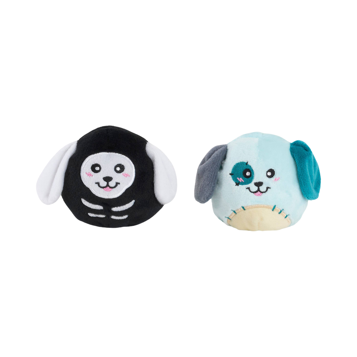 Chiot noir squelette et chiot bleu ciel côte à côte