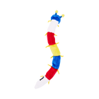 Chenille à anneaux rouges et bleus courbée en S