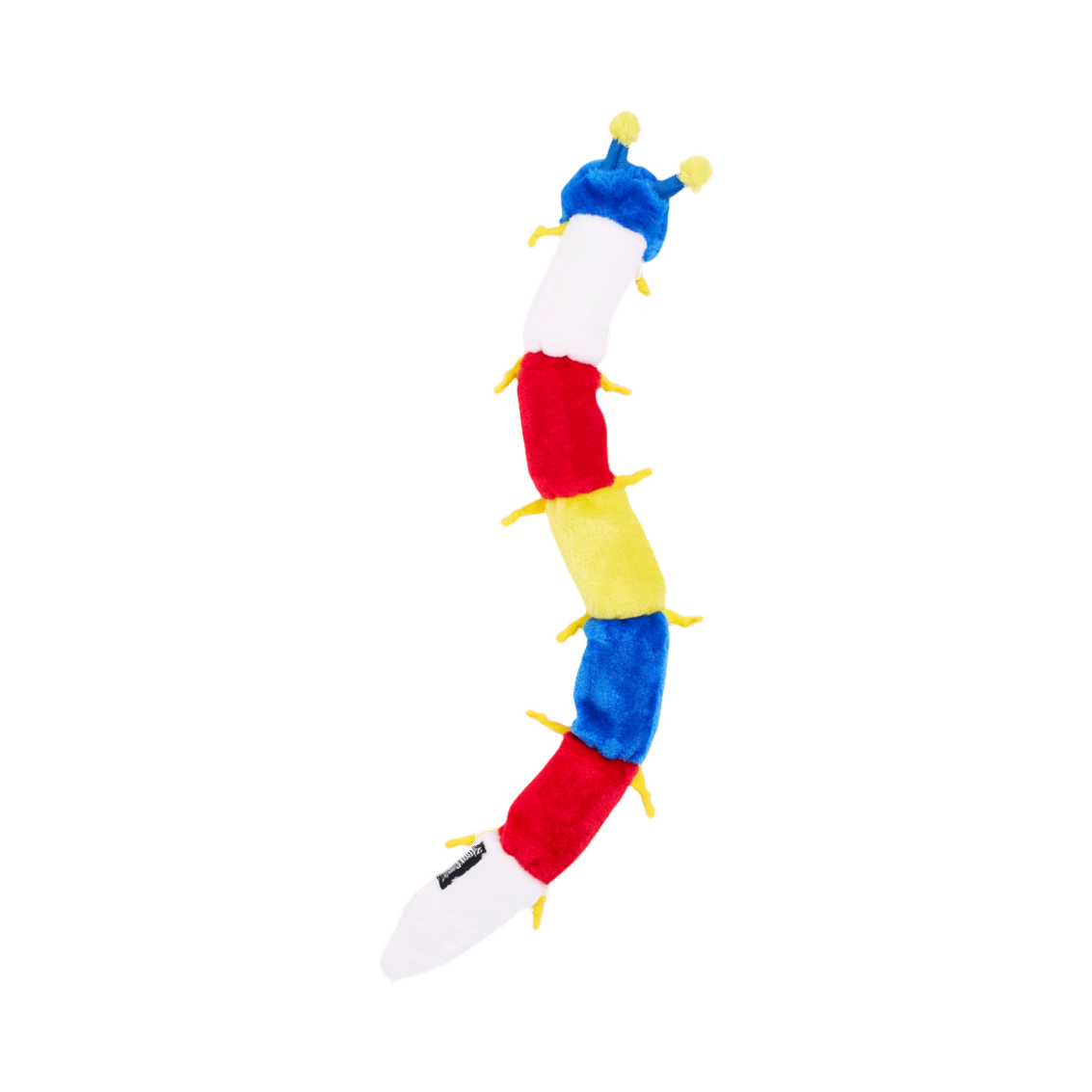 Chenille à anneaux rouges et bleus courbée en S