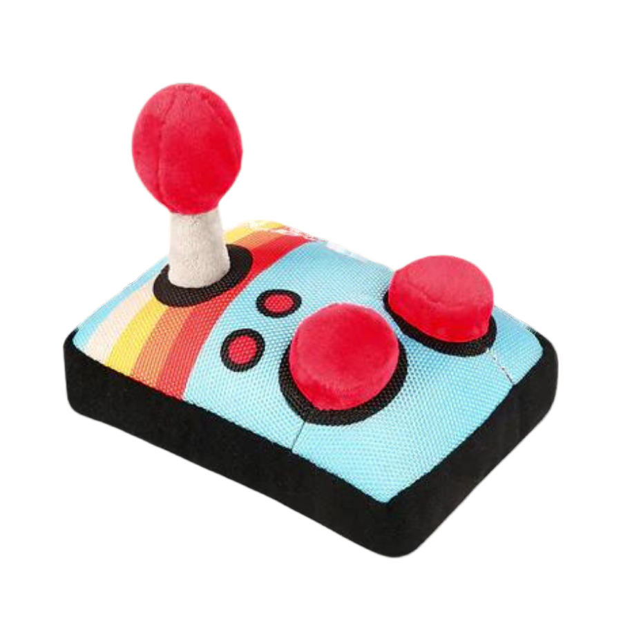 Manette de jeu rétro bleu ciel à joystick et boutons rouges