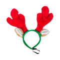 Serre-tête vert aux bois rouges et oreilles beiges en peluche