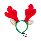 Serre-tête vert aux bois rouges et oreilles beiges en peluche
