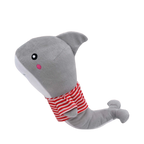 Squale gris de profil, tee-shirt rayé rouge
