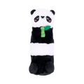 Panda noir et blanc endormi tenant une tige de bambou
