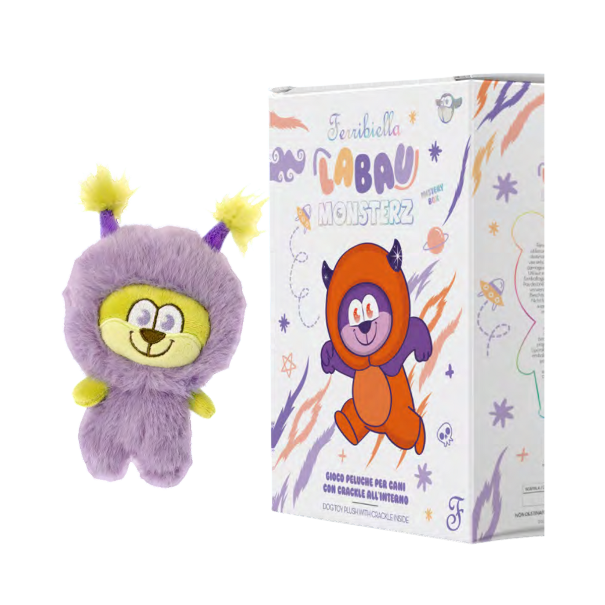 Boîte surprise Labau Monsterz et monstre mauve aux yeux jaunes