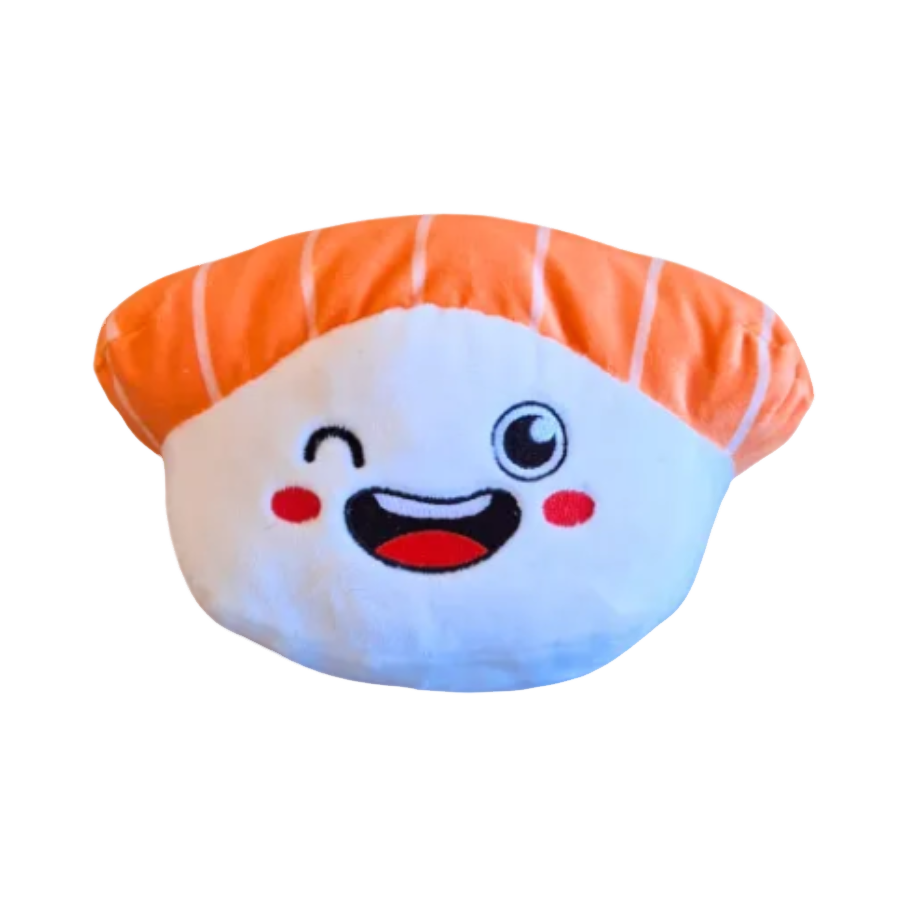Nigiri blanc au saumon orange avec un visage qui fait un clin d'œil
