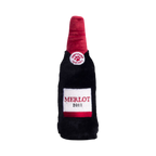 Bouteille noire au goulot bordeaux et étiquette Merlot blanche
