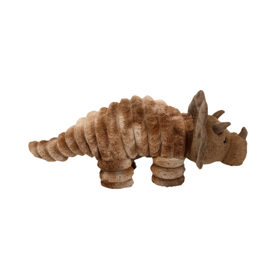 Dinosaure brun vu de profil, queue courte