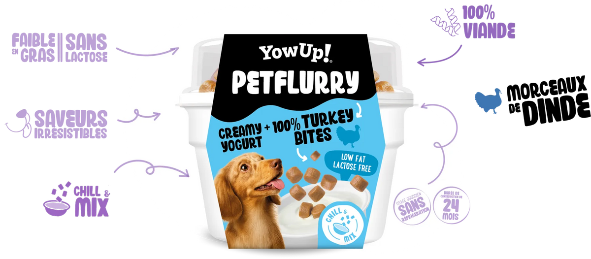 Friandise crémeuse Pet Flurry à la dinde YowUp! : 100 % viande, faible en gras, sans lactose