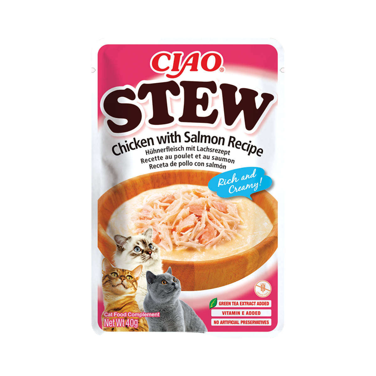 Sachet rose Chicken with Salmon Recipe avec bol