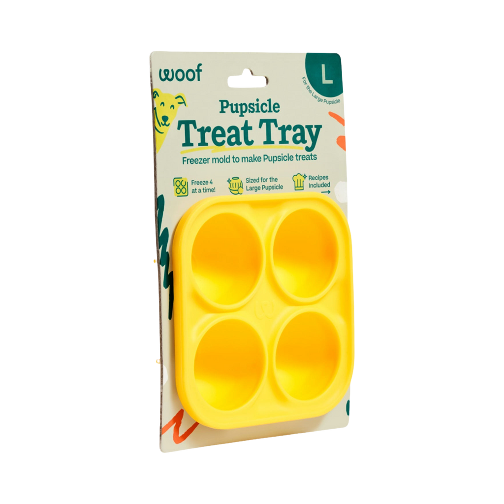 Moule jaune à quatre alvéoles dans son emballage Treat Tray L