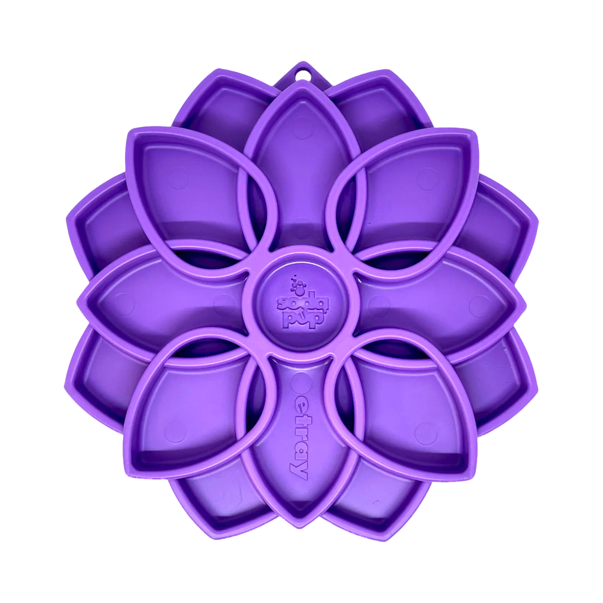 Fleur violette à pétales creux vue de dessus