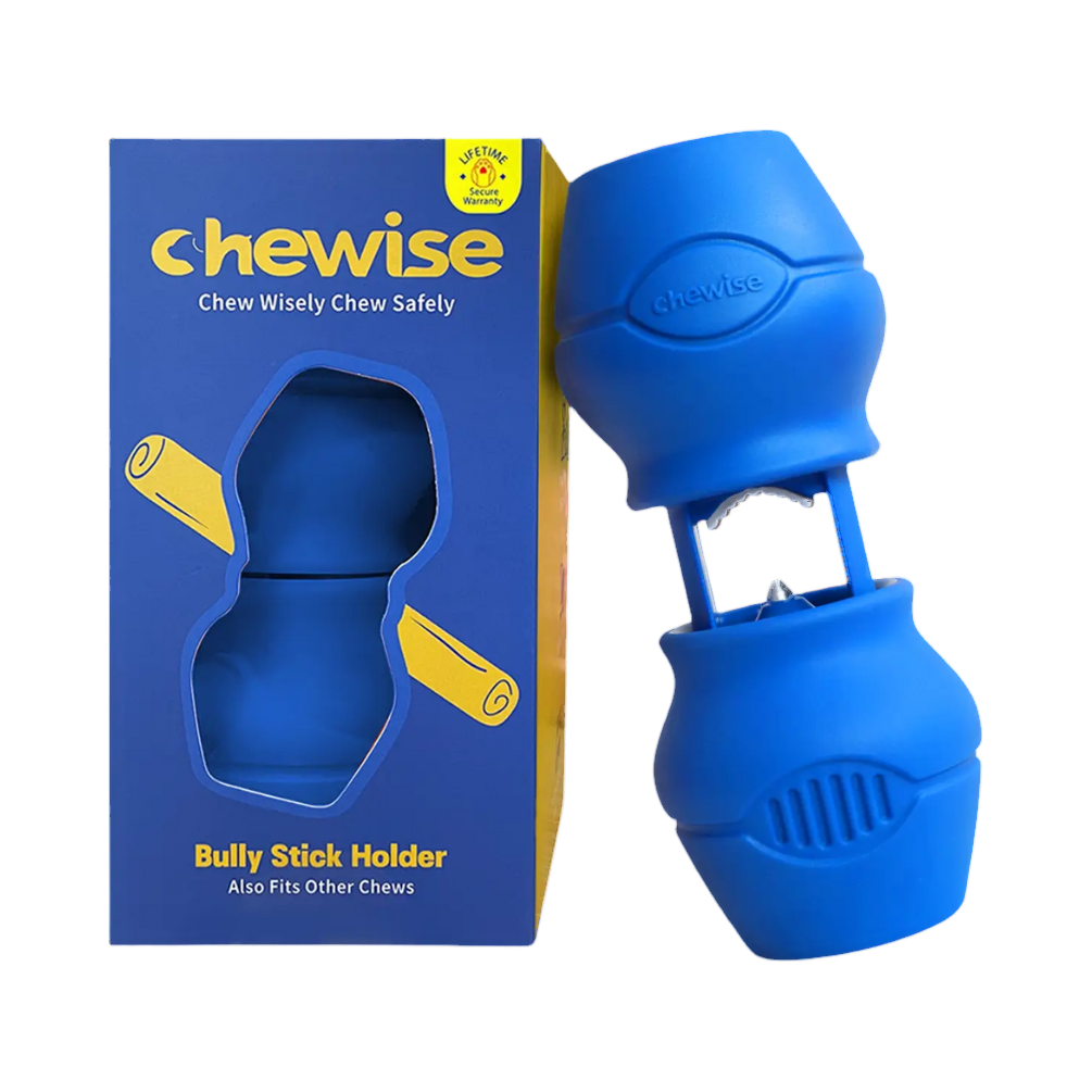 Support Chewise bleu à côté de sa boîte