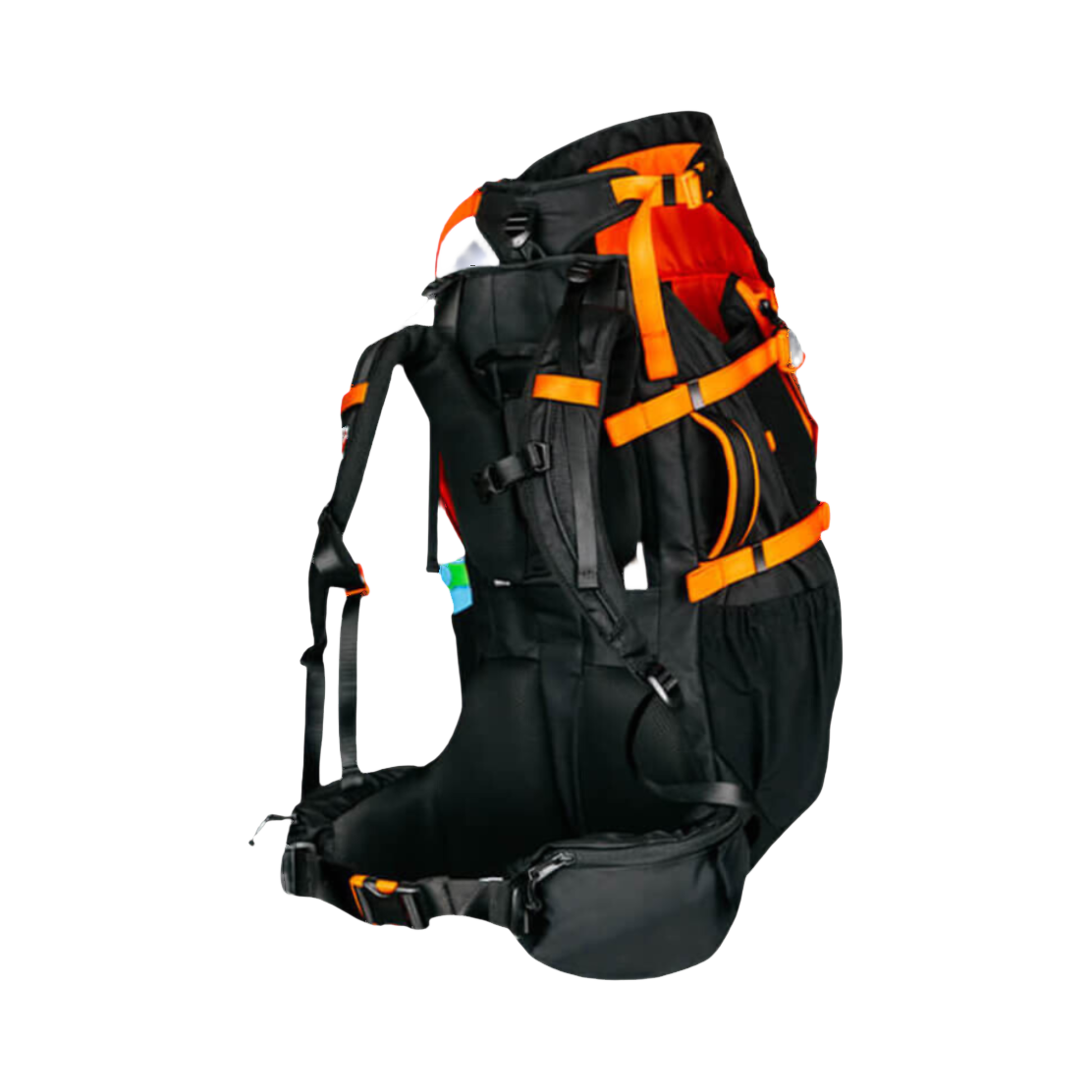 Sac porte-chien noir et orange vu de trois quarts