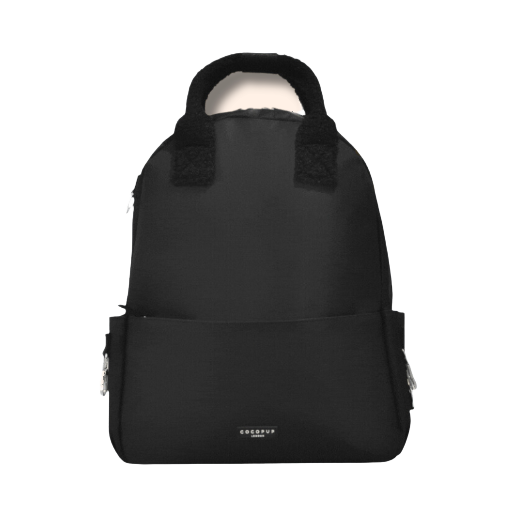 Sac noir vu de face avec poignée