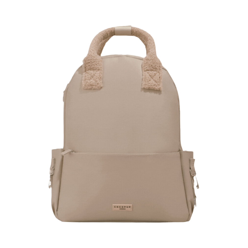 Sac beige vu de face avec poignée