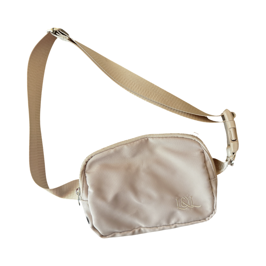 Sac banane beige avec sa sangle réglable