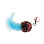 Jouet plumes bleues avec tête rouge araignée et anneau