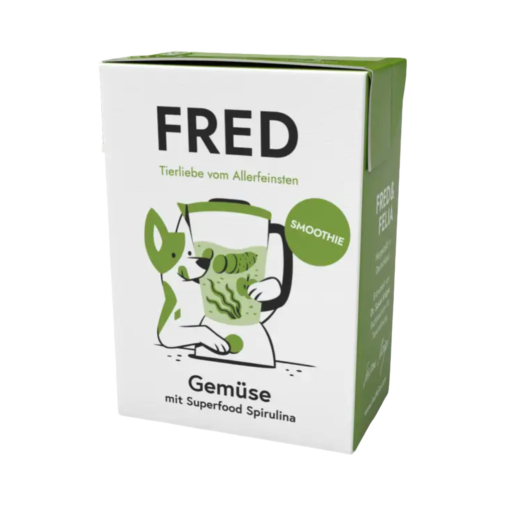 Brique blanche FRED Gemüse avec chien dessiné en vert