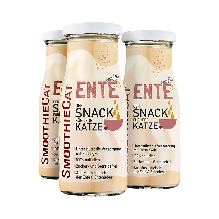 Trois bouteilles SmoothieCat Ente au canard