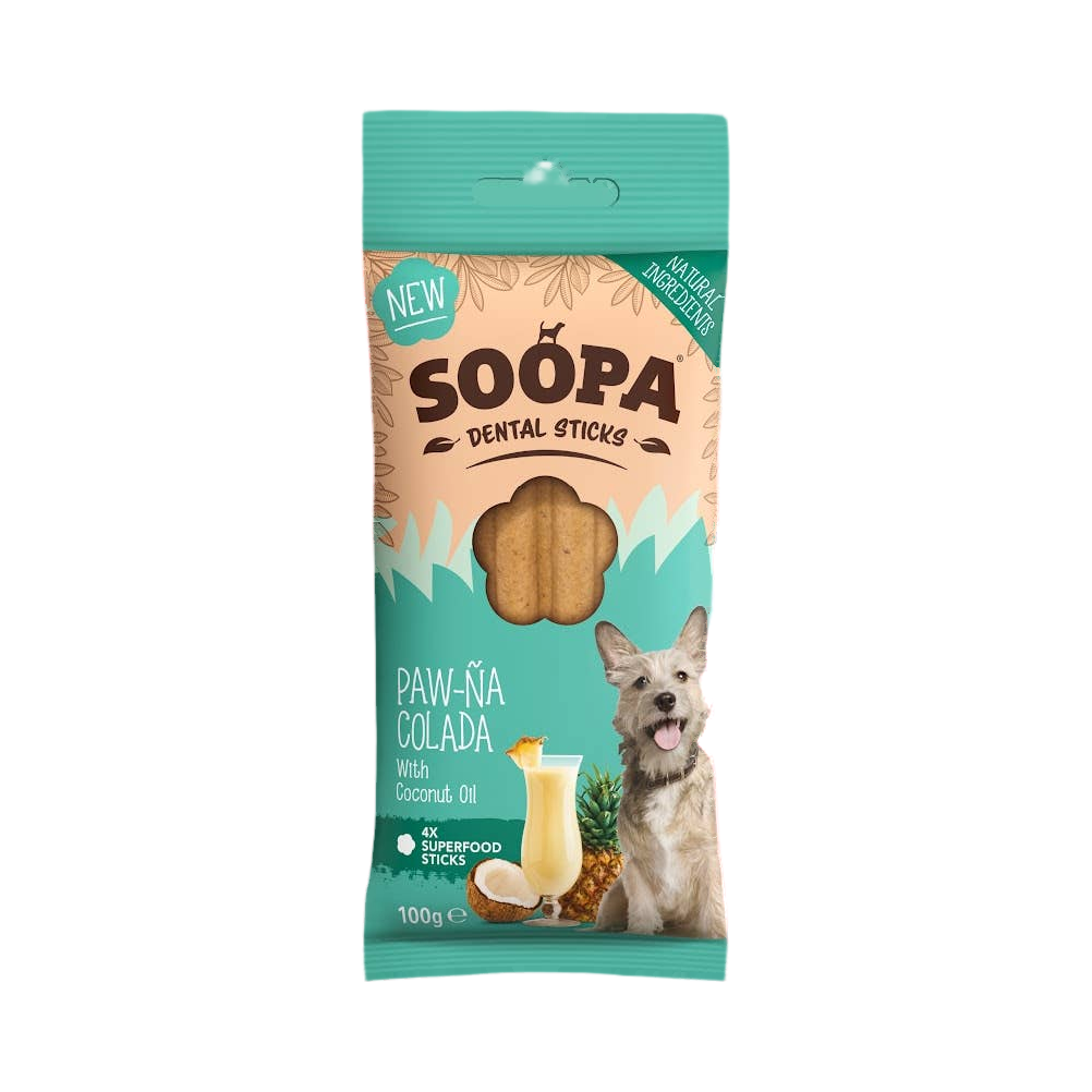 Paquet Soopa Dental Sticks Paw-Na Colada vert d'eau