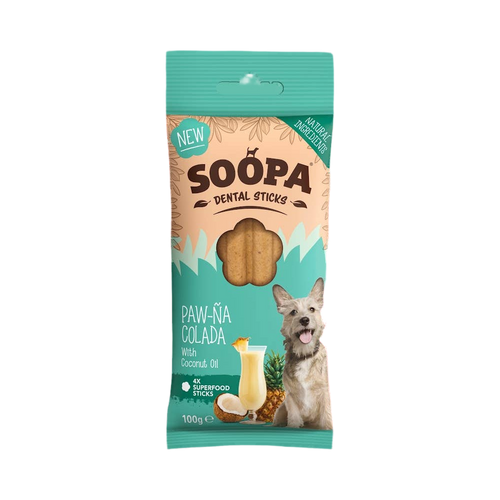 Paquet Soopa Dental Sticks Paw-Na Colada vert d'eau