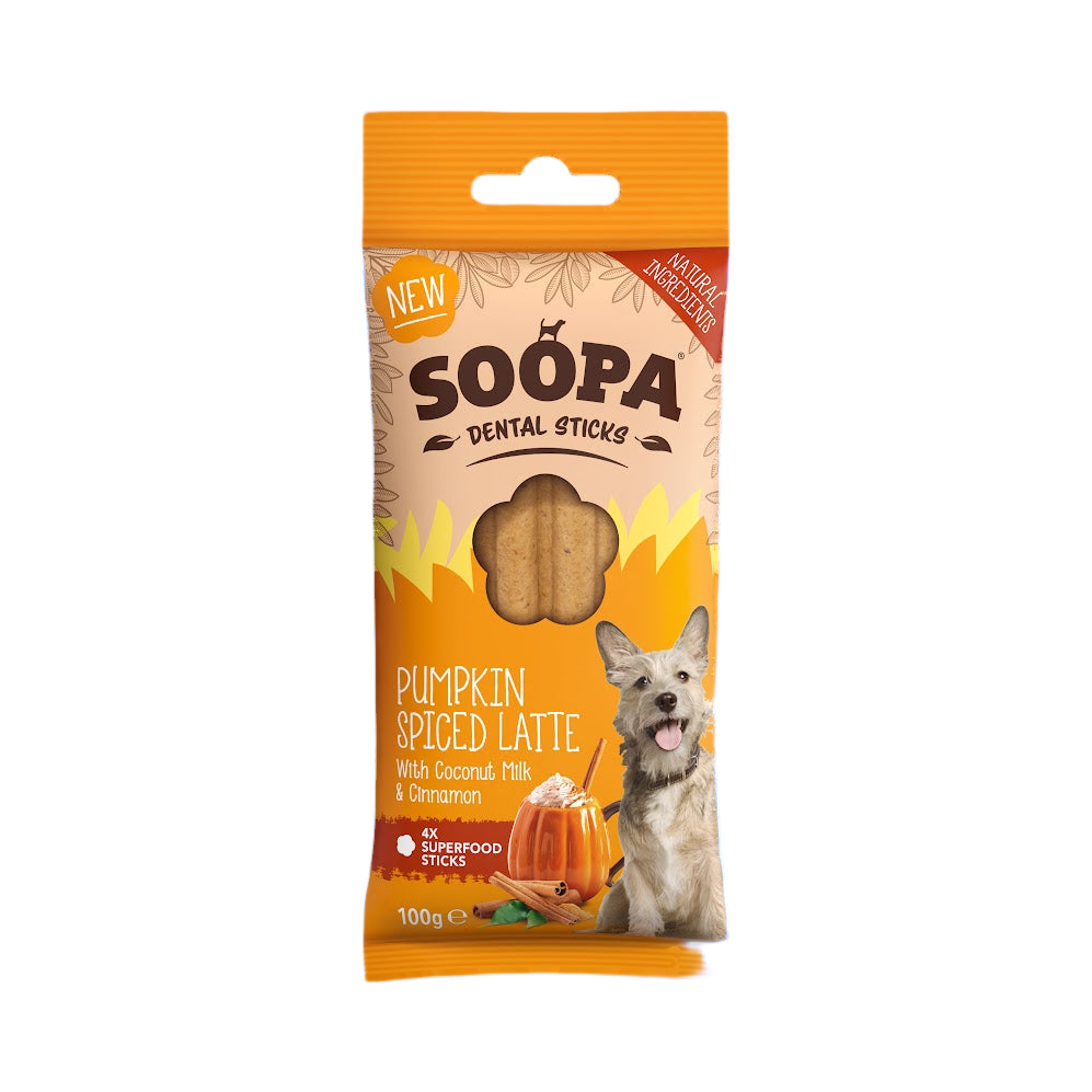 Paquet Soopa Dental Sticks Pumpkin Spiced Latte orange