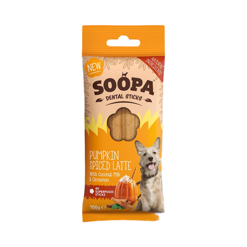 Paquet Soopa Dental Sticks Pumpkin Spiced Latte orange