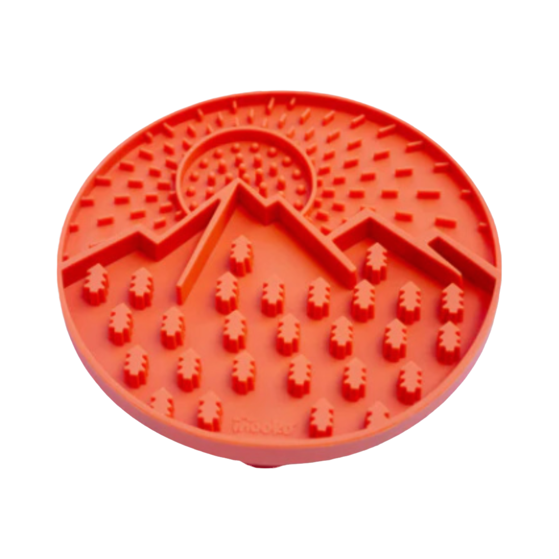 Tapis orange à relief de montagnes et soleil