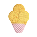 Cornet jaune à gaufre rose vu de face