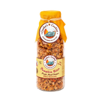 Bouteille en verre au ruban orange, étiquette Pumpkin Bites