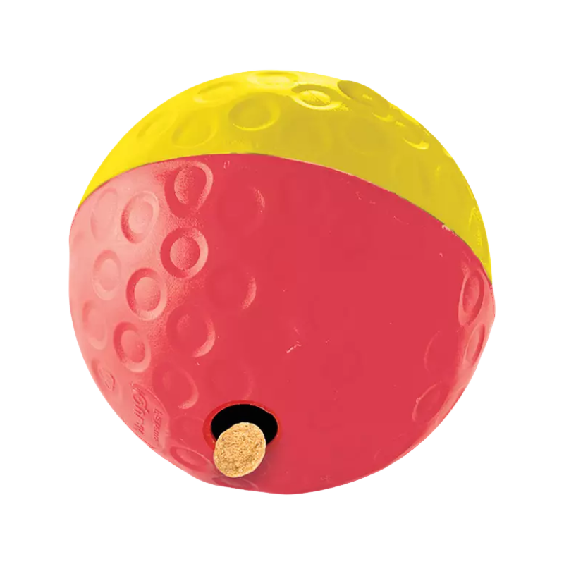 Grande balle rose et jaune avec orifice à friandises
