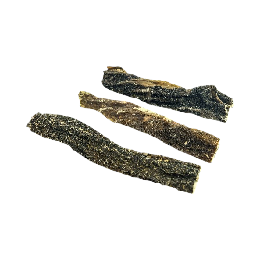 Trois lanières de tripes de bœuf séchées