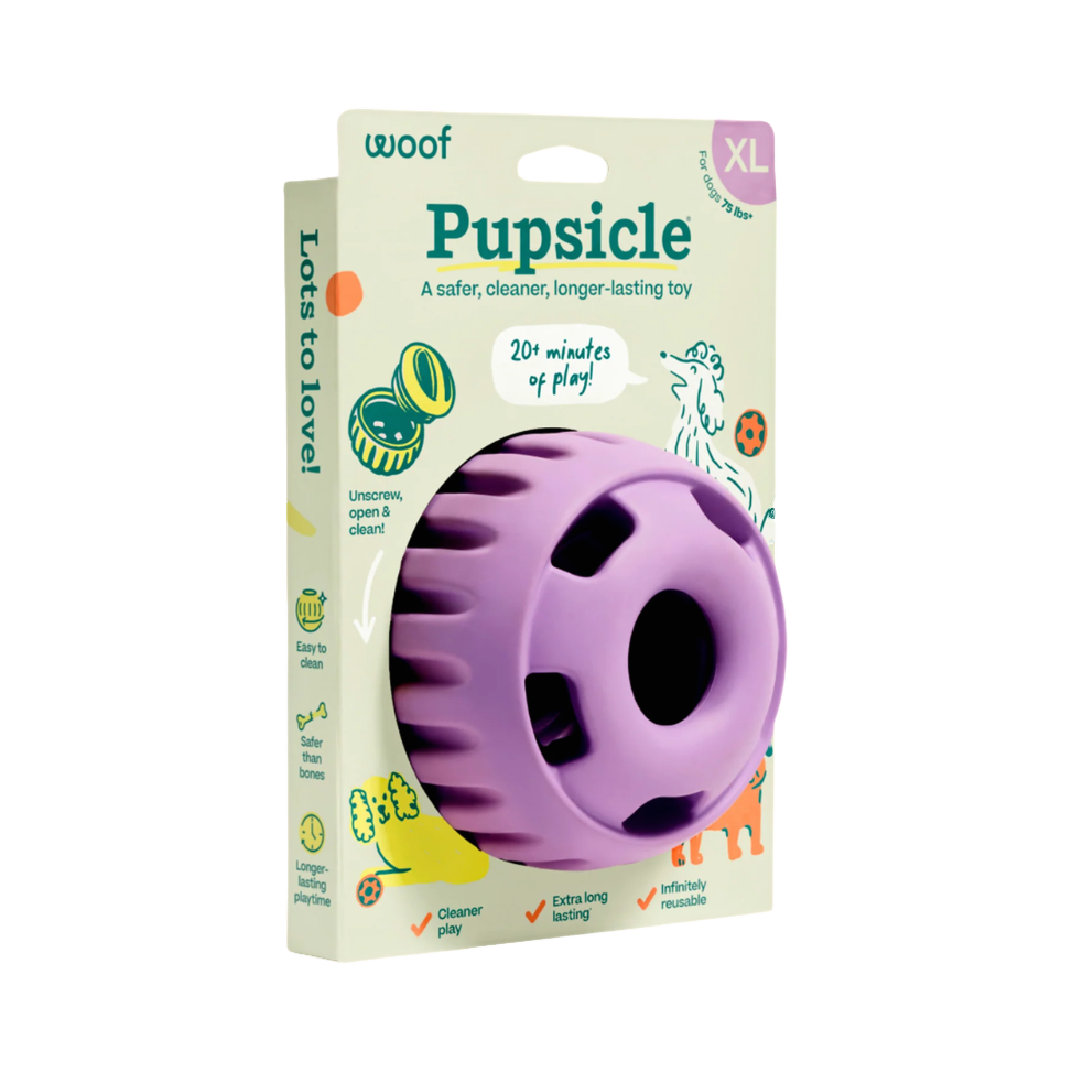 Emballage carton Pupsicle avec la boule mauve