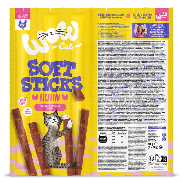 Friandises pour chat Soft Sticks au poulet – WOW – 30 g