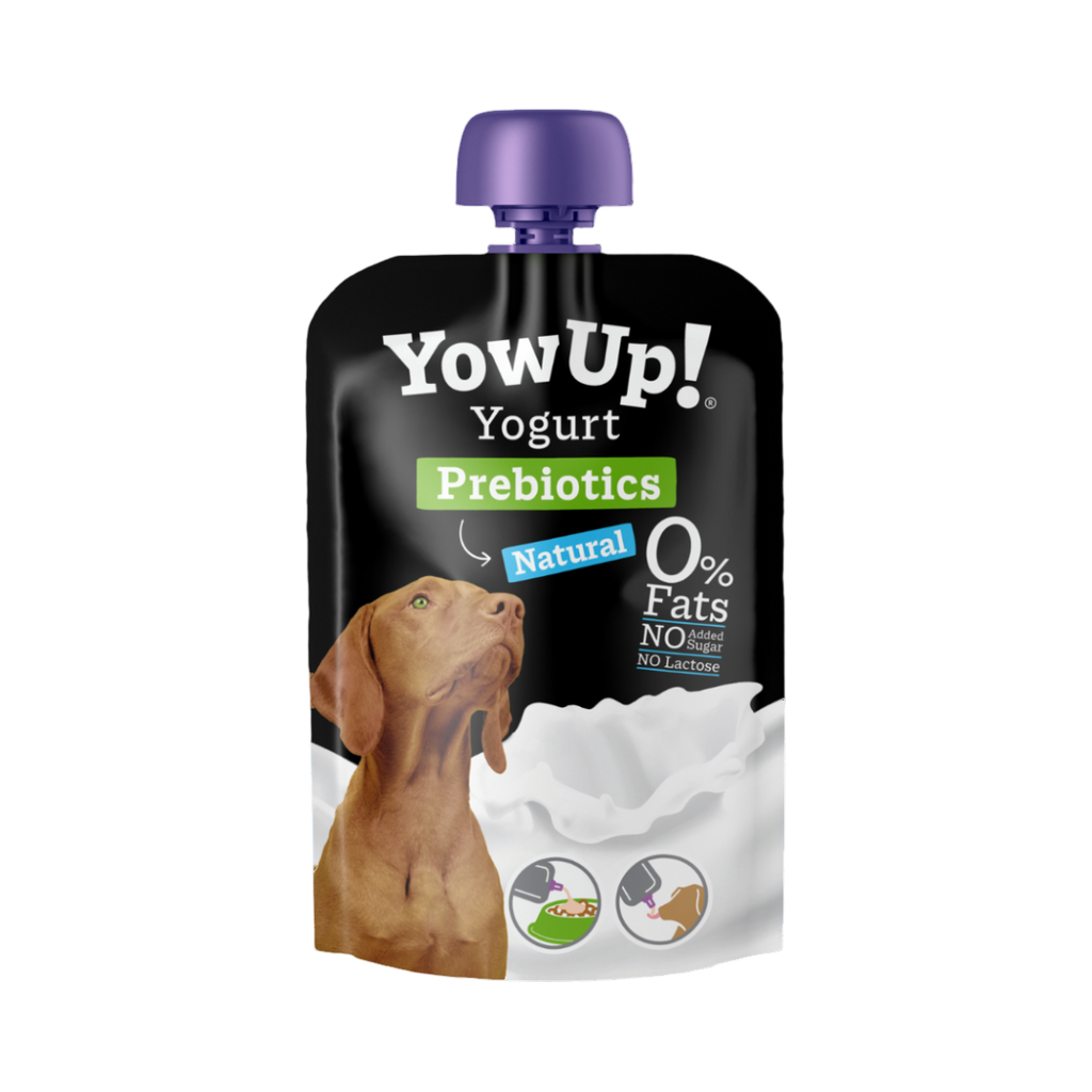 Gourde YowUp Yogurt Prebiotics au yaourt nature, illustration de chien