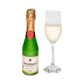 Bouteille verte Champ&Pet et flûte remplie