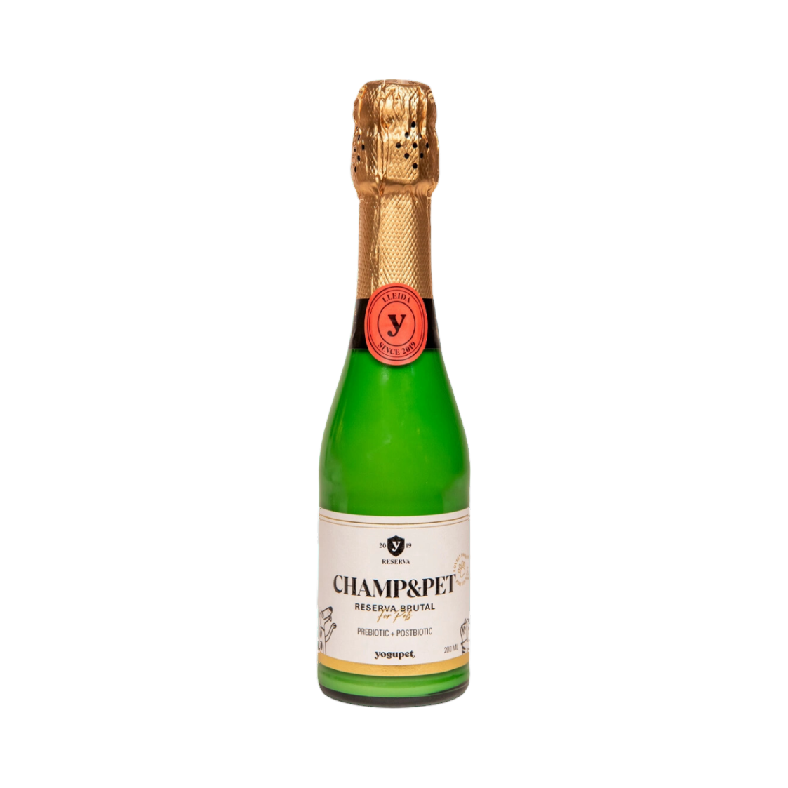 Bouteille verte à col doré, étiquette crème