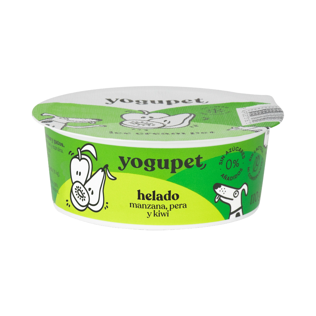 Pot fermé de glace au yaourt Green Ice pomme, poire et kiwi pour chien et chat Yogupet