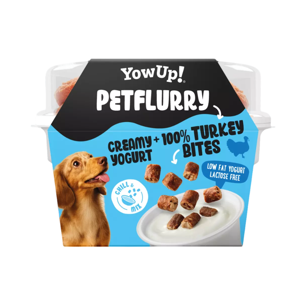 Pot bleu Petflurry Turkey Bites avec chien