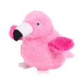 Oiseau rose au bec noir et blanc, vu de trois quarts