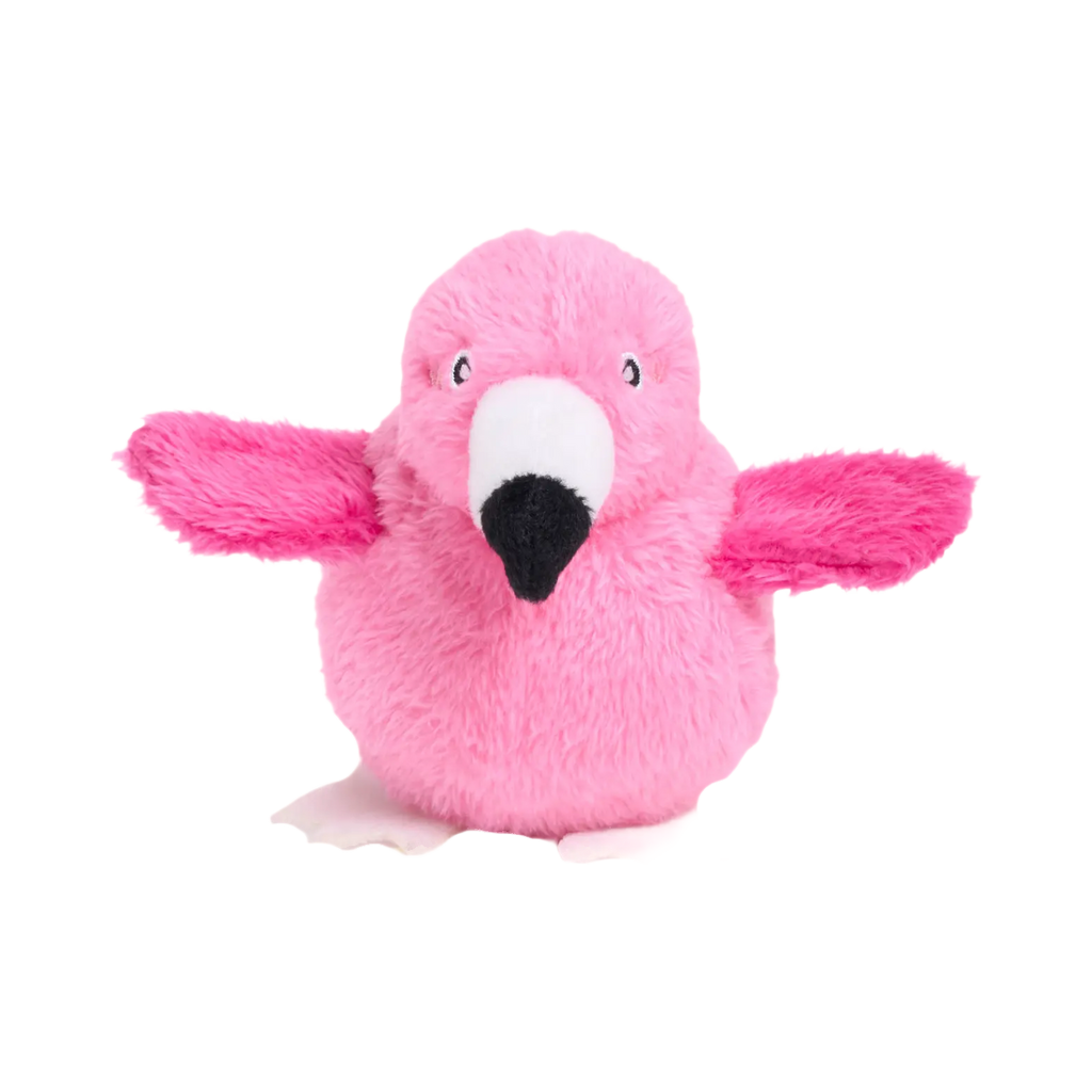 Oiseau rose de face, ailes fuchsia déployées