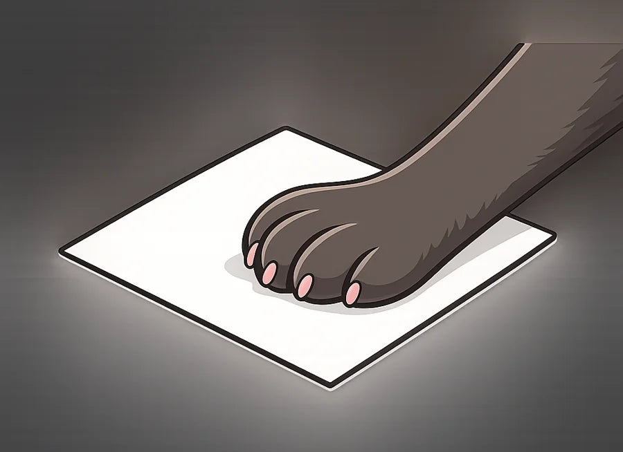 Posez la patte de votre chien sur une feuille de papier.